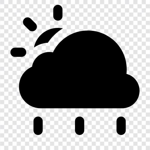 Regenwetter, Gewitter, Regentropfen, Regenschirme symbol