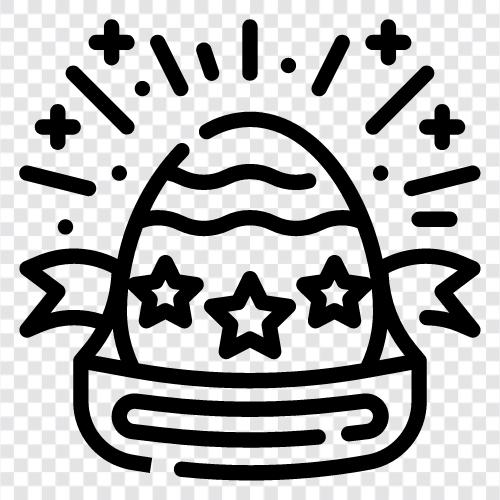 Ostereier, Osterkörbe, Ostereiersuche, glückliche Ostereier symbol