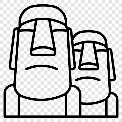 Easter Island, statues, Polynesian culture, Moai icon svg