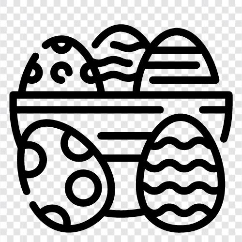 eggs, bunny, chicks, easter baskets icon svg