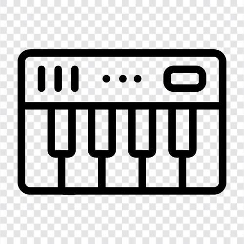 elektro gitarlar, elektrikli baslar, klavyeler, ses efektleri ikon svg