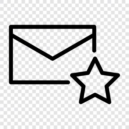 EMail mit einem Stern, EMail mit einem Abzeichen, EMail mit einem Lächeln, Starred Mail symbol