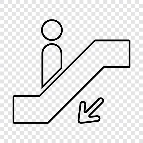 Escalator, Down, Moving, Stairs icon svg