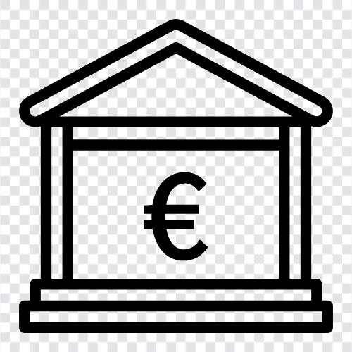 Euro bankası, Euro banknotları, Bank Euro ikon svg