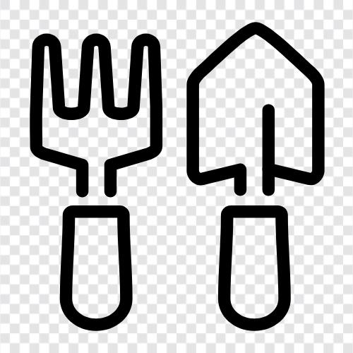 excavation, construction, trenching, fork & trowel icon svg