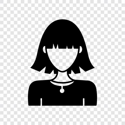 Female Hair, Women with Short Hair, Women with Medium Hair, Women with icon svg