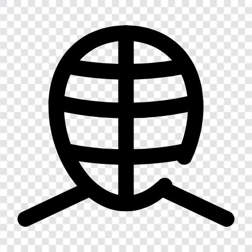 fencing, safety, head protection, fencing helmet icon svg