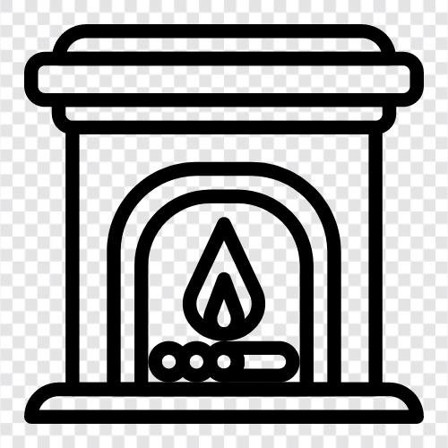 Fireplace, Wood Fireplace, Stone Fireplace, Fireplace Mantel icon svg