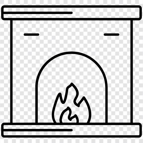 fireplaces, wood burning fireplace, mantel, brick icon svg