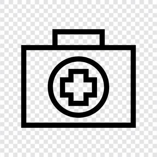 firstaid kit, medical supplies, health kit, travel kit icon svg