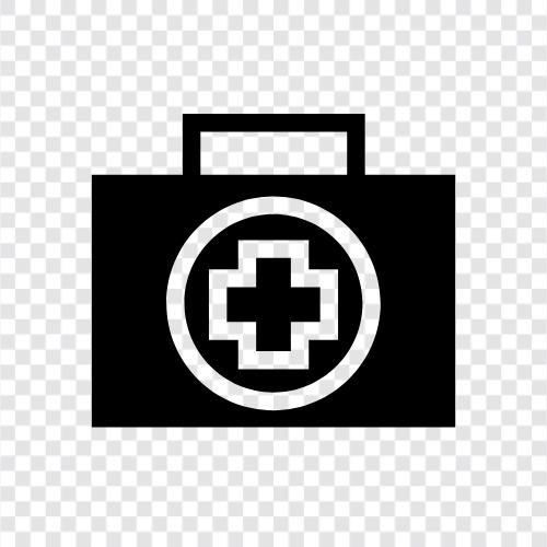 first aid kit, medical supplies, first aid supplies, medical kit for travel icon svg