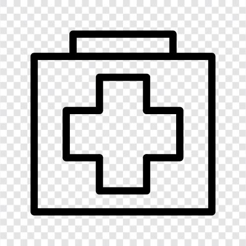 first aid kit, first aid supplies, first, first aid box icon svg