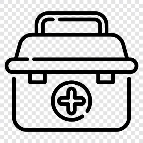 first aid supplies, emergency kit, emergency supplies, medical supplies icon svg