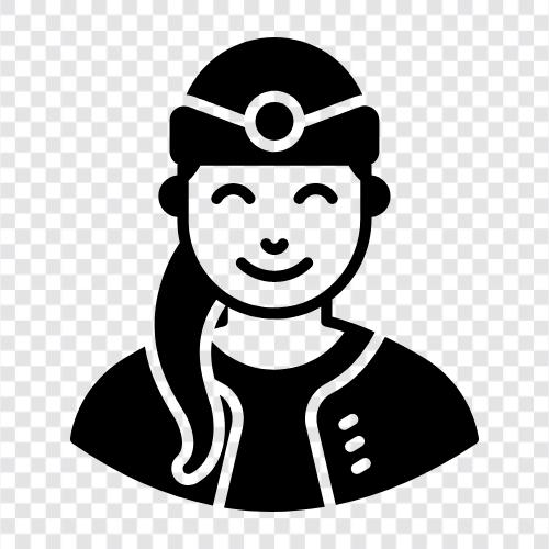 flight attendant, airline attendant, stewardess, air hostess icon svg