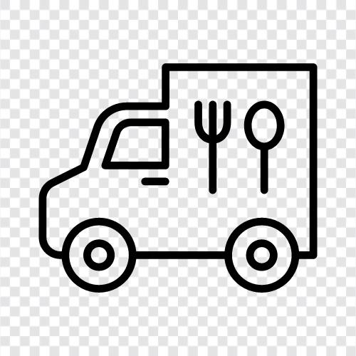 food delivery, food, truck, food delivery service icon svg