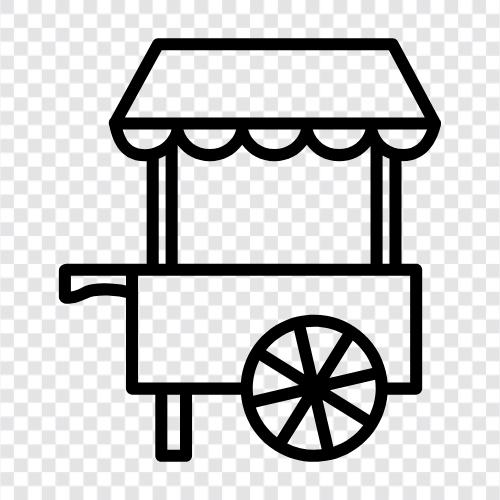 Lebensmittelständer, Lebensmittelwagen, Street Food, Food Court symbol