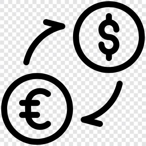 döviz kuru, yabancı para birimi, euro, sterlin ikon svg