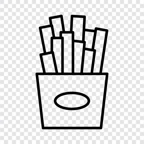 Pommes frites, knusprige Pommes, Kartoffelchips, Salz symbol