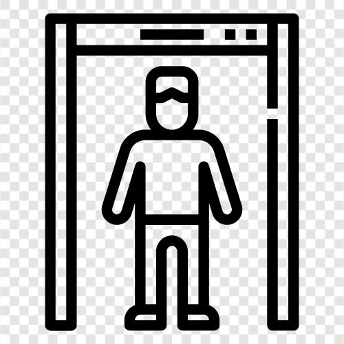 full body scanner, airport security, pat down, metal detector icon svg