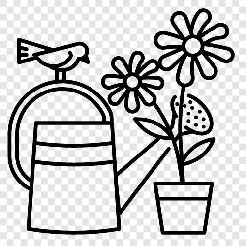Gartenschlauch, Wasserhahn, Sprinkler, Rasenmäher symbol