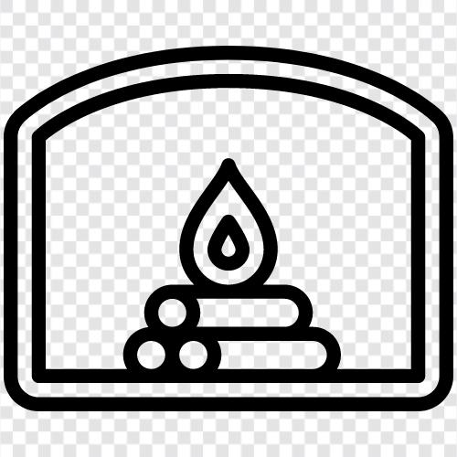 gas fireplace, wood fireplace, mantel, fireplace surround icon svg