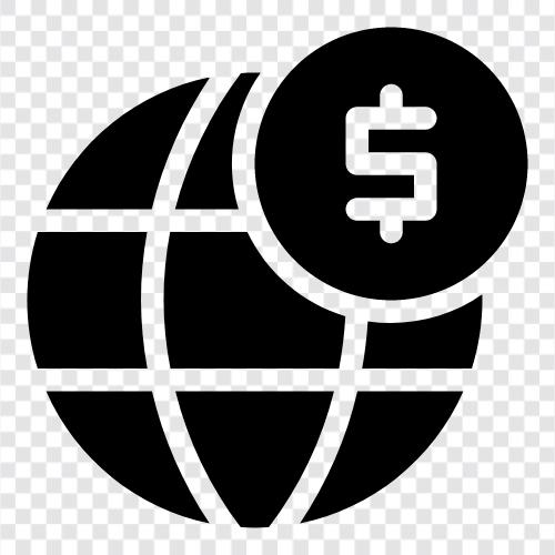 global economy, global currency war, global financial crisis, global debt Значок svg