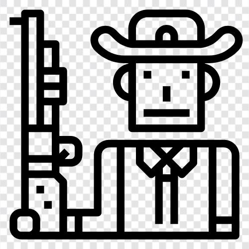 guns, horses, cattle, cattle drives icon svg