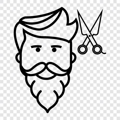 Haarschnitt für Männer, Bartschnitt für Männer, Männerschnitt, Haarschnitt und Bartschnitt symbol