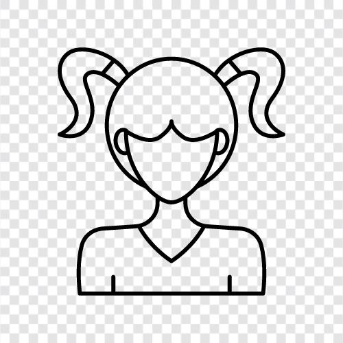 Hairstyle, Ponytail, Braid, Hairpin icon svg