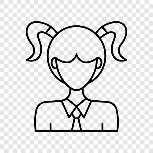 Pigtail Girls için Saç Stilleri, Pigtail Girls Saç Stilleri, Pigtail Girl ikon svg