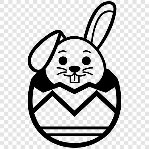 hatching bunny, rabbit, Easter, eggs icon svg