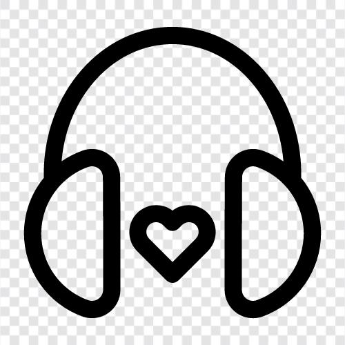 headphone love, headphone, earbuds, earphones icon svg