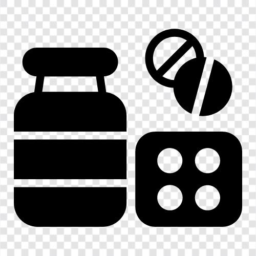 health, vitamins, supplements, capsule bottle icon svg