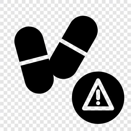 health risks, side effects, overdose, capsule warning icon svg