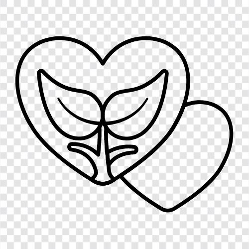 Herzförmige Blätter, Herzförmige Blätter mit Venen, Herzförmige Blätter mit var, Herzblatt symbol
