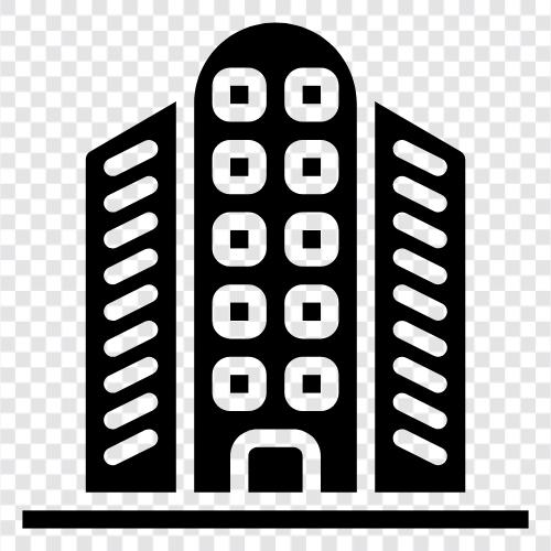 Hochaufsteigende Gebäude symbol