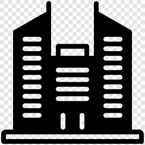 Hochhäuser, Turmblock, Appartementblock, Hochhausblock symbol