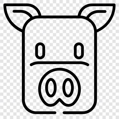 Hog, Farm animal, Meat, Bacon icon svg