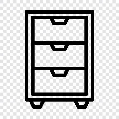 home office furniture, storage, filing, office supplies icon svg