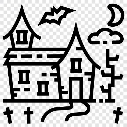 Grauenhaus, gruseliges Haus, Geisterhaus, Haunted House symbol