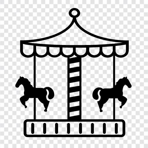 horses, merrygo-round, carnival, fun icon svg