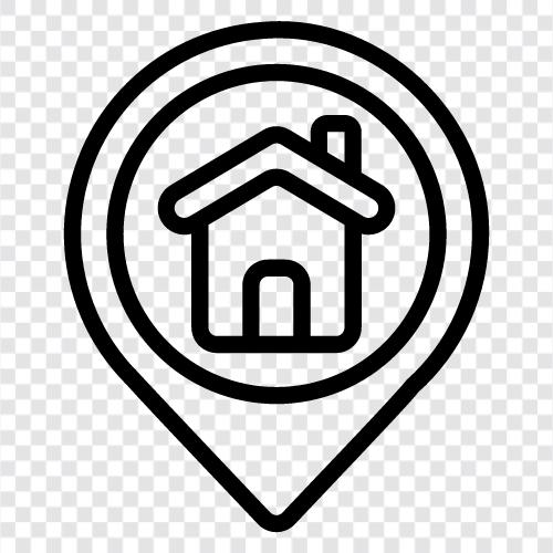 Haus Lage Österreich, Haus Lage Kanada, Haus Lage Kap Stadt, Haus Lage symbol