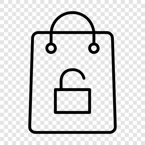 how, unlock shopping bag icon svg