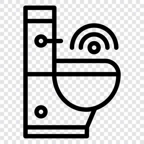 intelligent toilet, autonomous toilet, digital toilet, wifi toilet icon svg