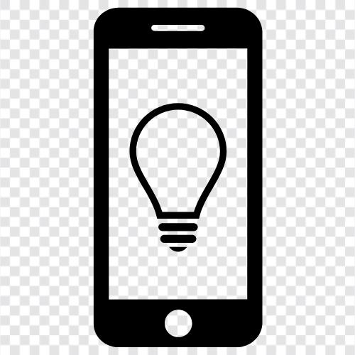 iPhone light bulb, LED light bulb, bulb phone, light bulb phone icon svg