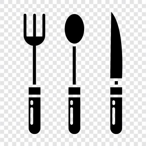 mutfak, gümüş, knives, forks ikon svg