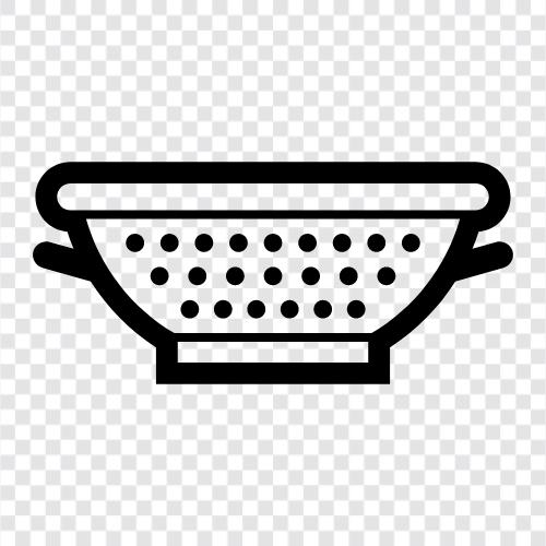küche utensil, sieb, colander set, colander küche symbol