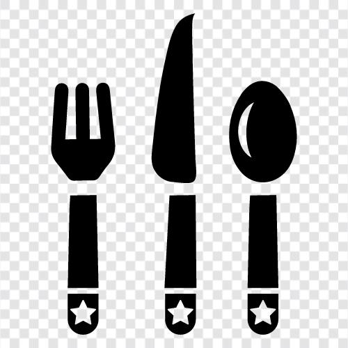 mutfak eşyaları, pişirme eşyaları, gümüş eşya, çatal bıçaklar ikon svg