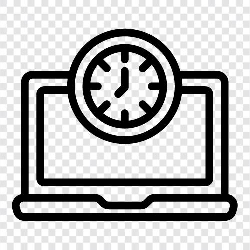 LaptopComputer, DesktopUhr, OnlineUhr, digitale Uhr symbol