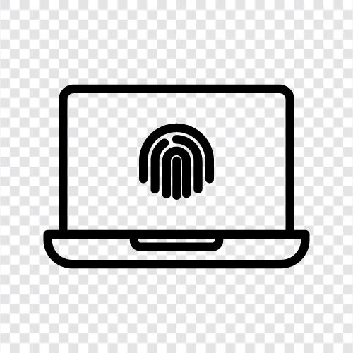 Laptop Fingerabdruckleser, Laptop Fingerabdruckscanner, Laptop Fingerabdruckerkennung, Laptop Fingerabdruck symbol